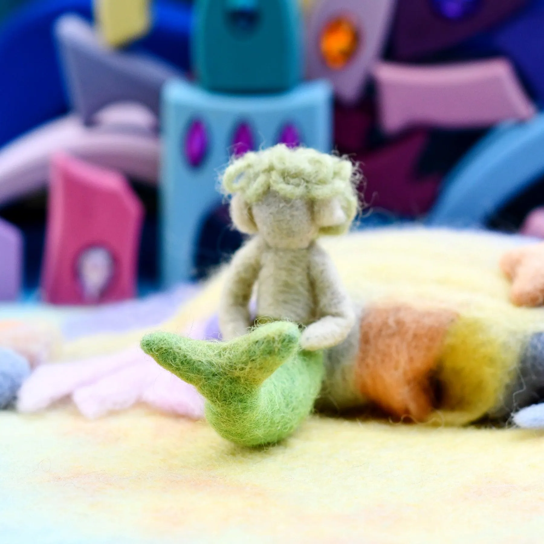 Felt Waldorf Merman - Green Hair