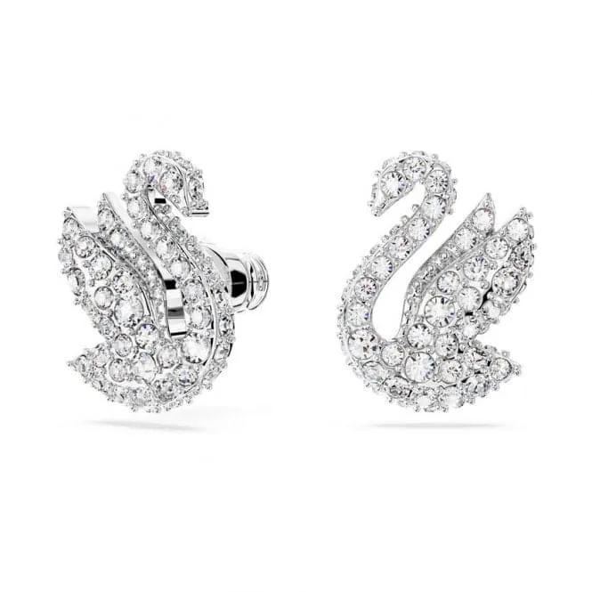 Iconic Swan Rhodium Plated White Swan Stud Earrings 5647873