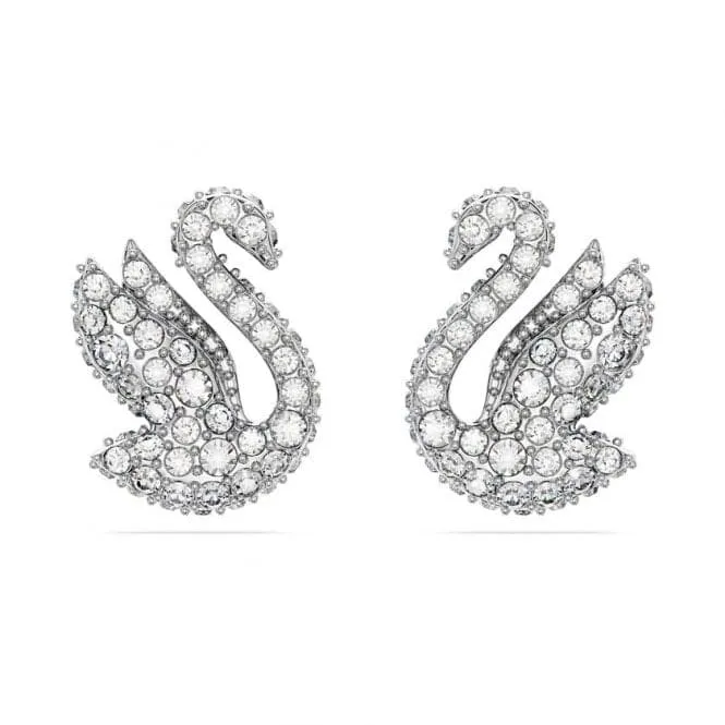 Iconic Swan Rhodium Plated White Swan Stud Earrings 5647873