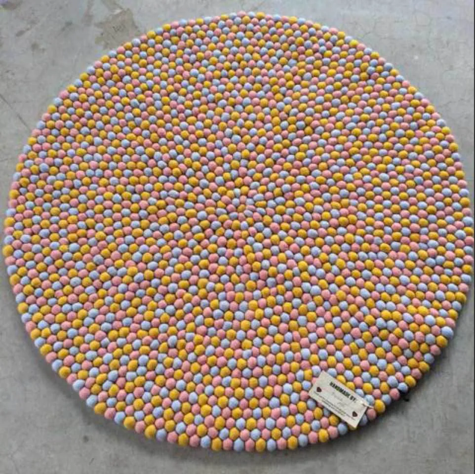 Mustard Blush Felt Ball Rug