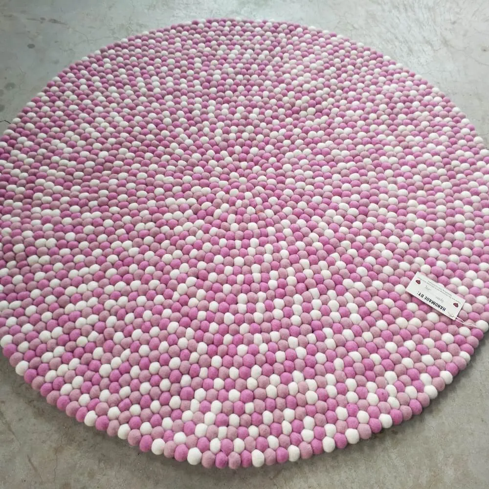 Pink Princess Felt Ball Rug