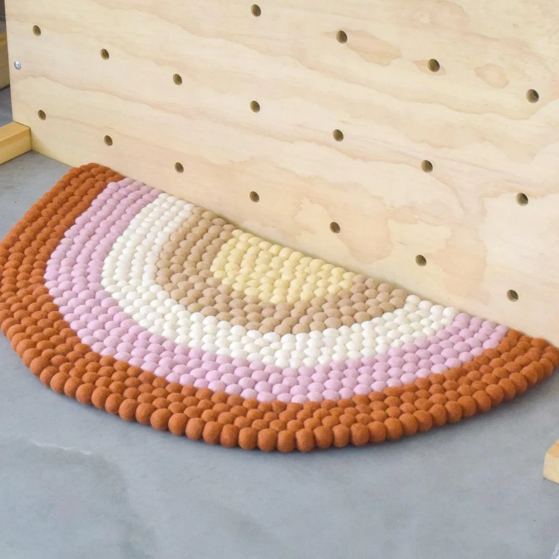 Rainbow Felt Ball Rug - Boho