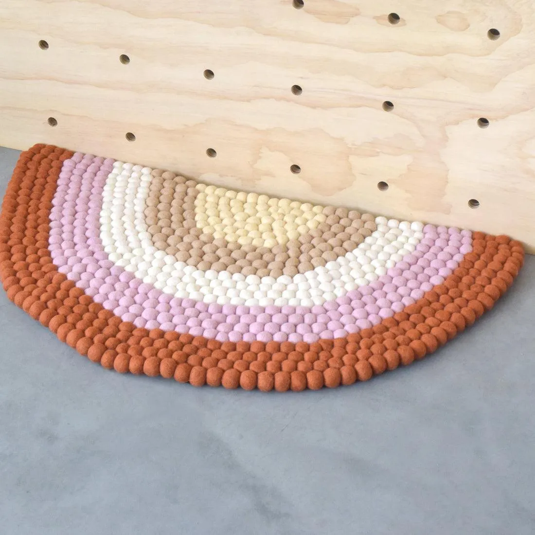 Rainbow Felt Ball Rug - Boho