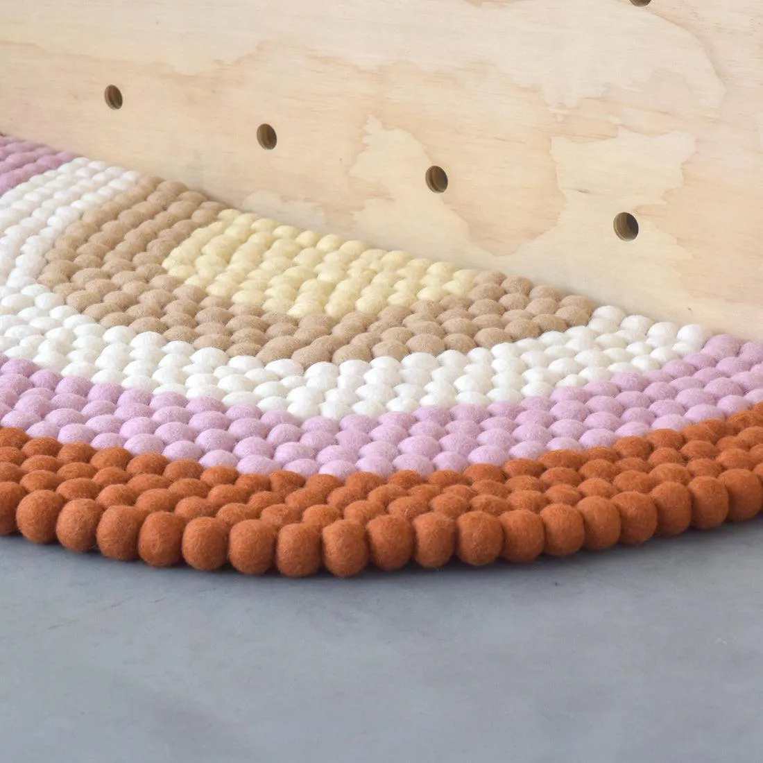 Rainbow Felt Ball Rug - Boho