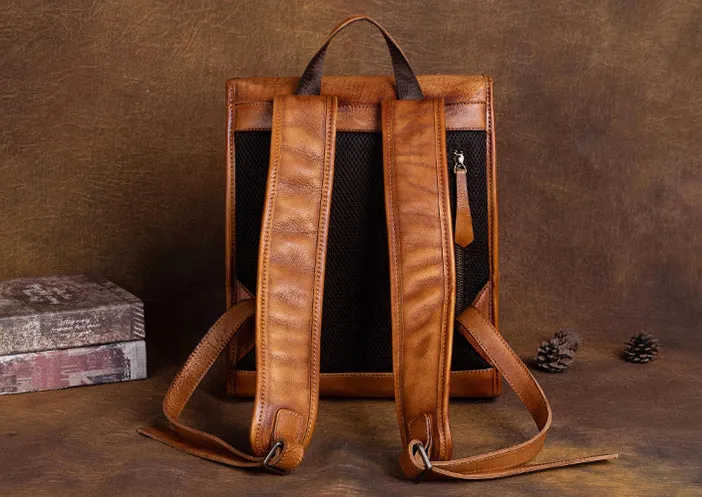Vintage Ladies Genuine Leather Rucksack Uniform Shaped Backpack Purse For Women