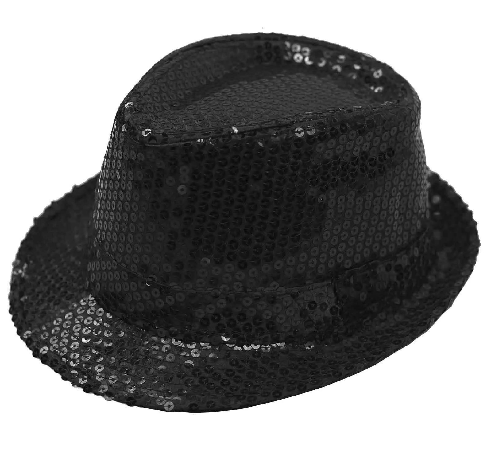 Women Masquerade Sequined Gangster Hat & Face Mask Shining Fancy Dress