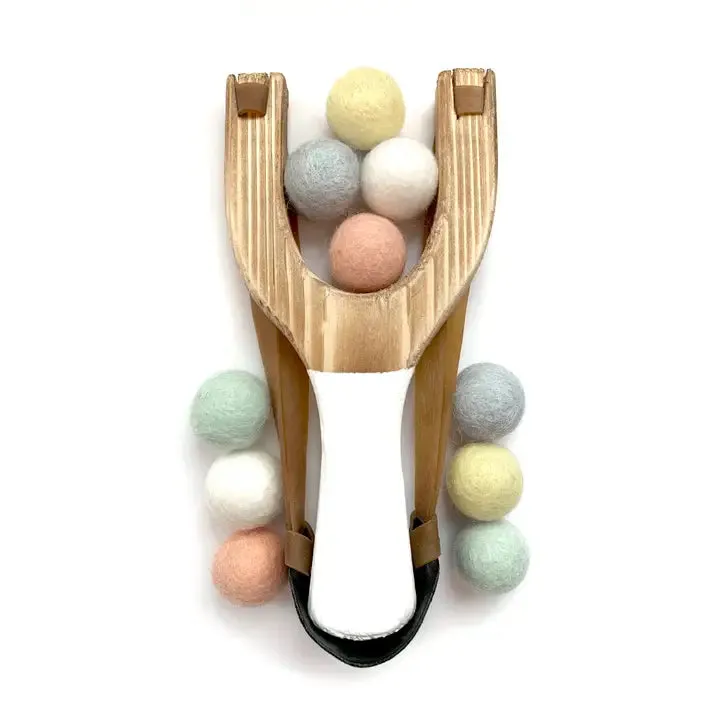 Wooden Slingshot w/ Felt Ball Ammo